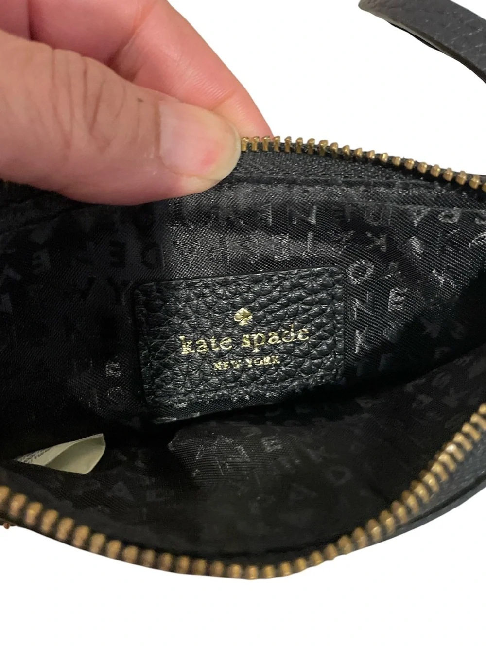Kate Spade Black Pebbled Leather Wristlet with Gold Hardware - Picture 6 of 6